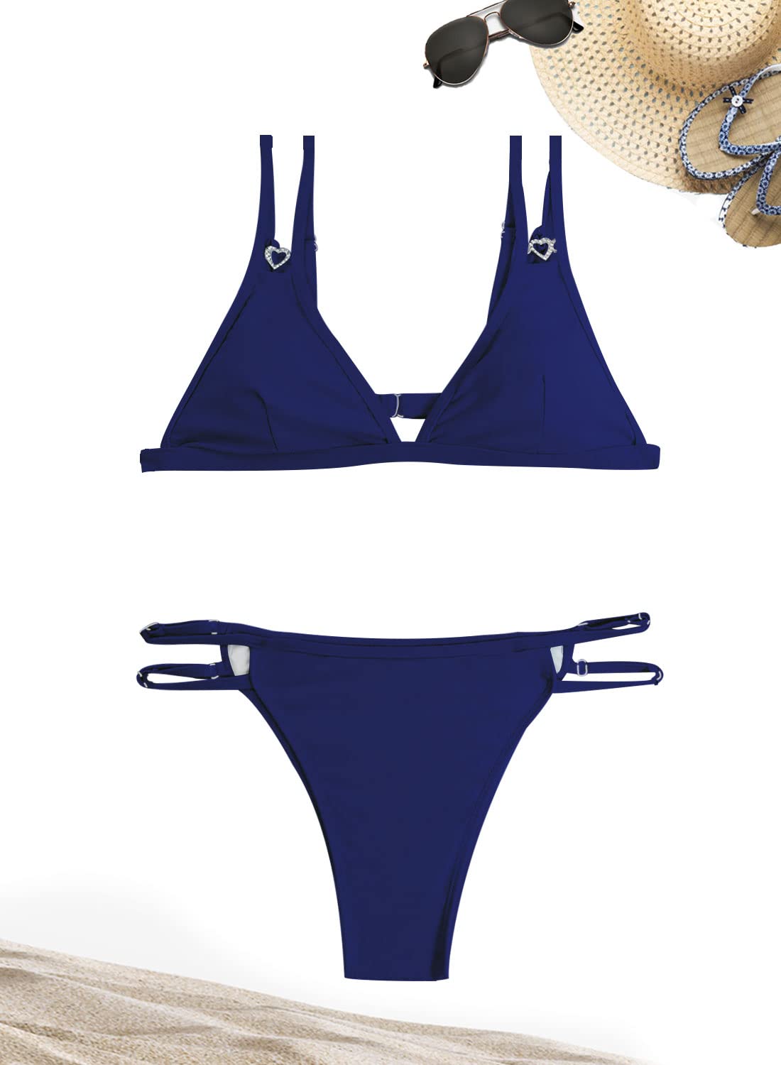 Costume Donna Due Pezzi Costumi da Bagno 2 Pezzi Bikini Set Regolabile Halter Reggiseno Bikini Top Triangolo Tanga Brasiliana Beachwear