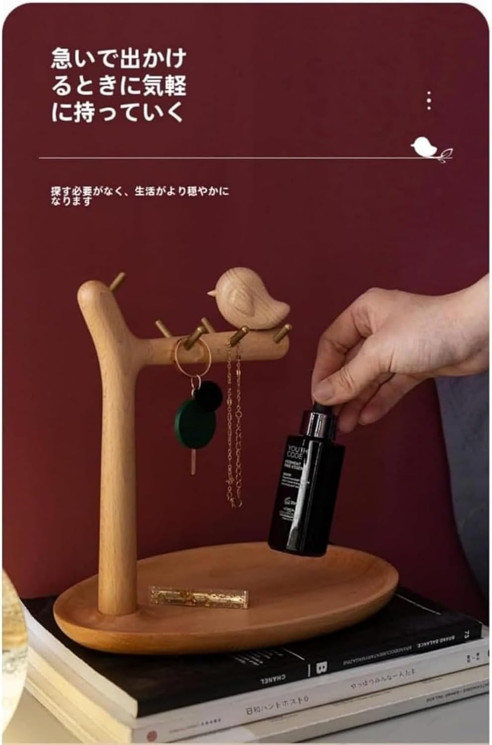 Sefoemut キーホルダー 玄関 木製キートレイ かわいいキーフック アクセサリートレイ 鍵収納 アクセサリー 卓上室内雑貨 玄