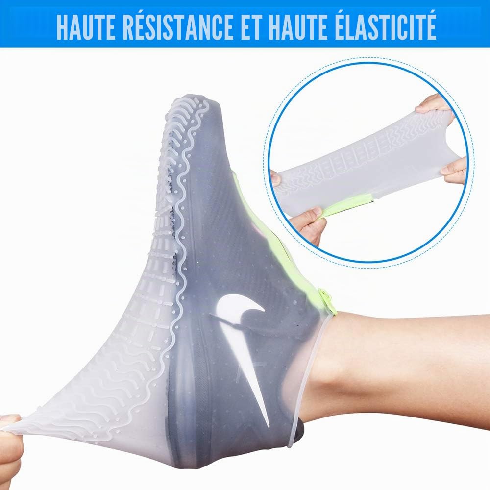 Couvre Chaussures Imperméables, Couvre Chaussures en Silicone Réutilisables avec Semelle Renforcée Antidérapante pour Les Jours Pluvieux et Neigeux pour Hommes, Femmes