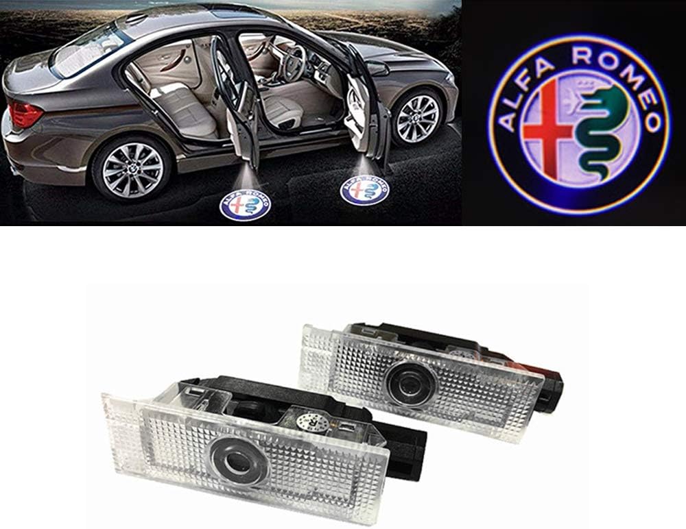 Cszlove LED Projection Logo Ghost Shadow Car Door Welcome Light DIY Step Light Symbol Sign Badge for Alfa Romeo - 1 Pair
