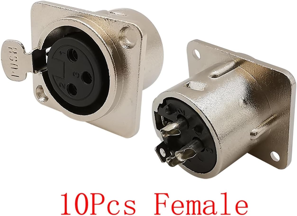 XLRコネクタ3ピンパネルマウントXLRオスpl;/UGメスジャックA-dioはんだ付けコネクタ合金シェル(10個メス)