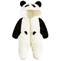 JiAmy Tuta da neve invernale per bambini, in pile caldo, per bambine, da 0 a 12 mesi, Nero , 3-6 Monate