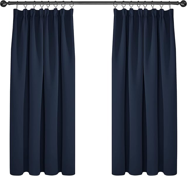 Deconovo Window Treatment Super Soft Thermal Insulated Blackout Curtains 66 x 54 Inch Navy Blue Two Panels