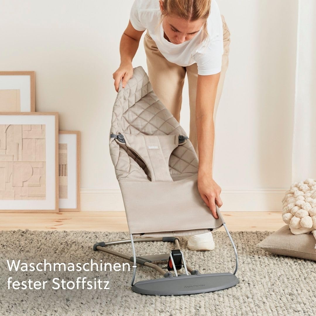 BabyBjörn Babywippe Bliss, Gewebt, Klassische Steppung, Sandgrau