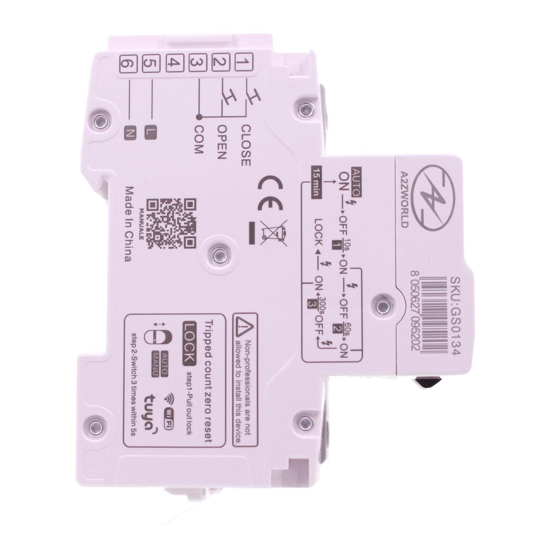 Magnetotermalny wyłącznik różnicowy WIFI z automatycznym resetowaniem, typ A-SI Curve B 20A, RCBO 1P+N 6kA 30mA 220V, APP Tuya Smart Life, tylko 2 moduły DIN
