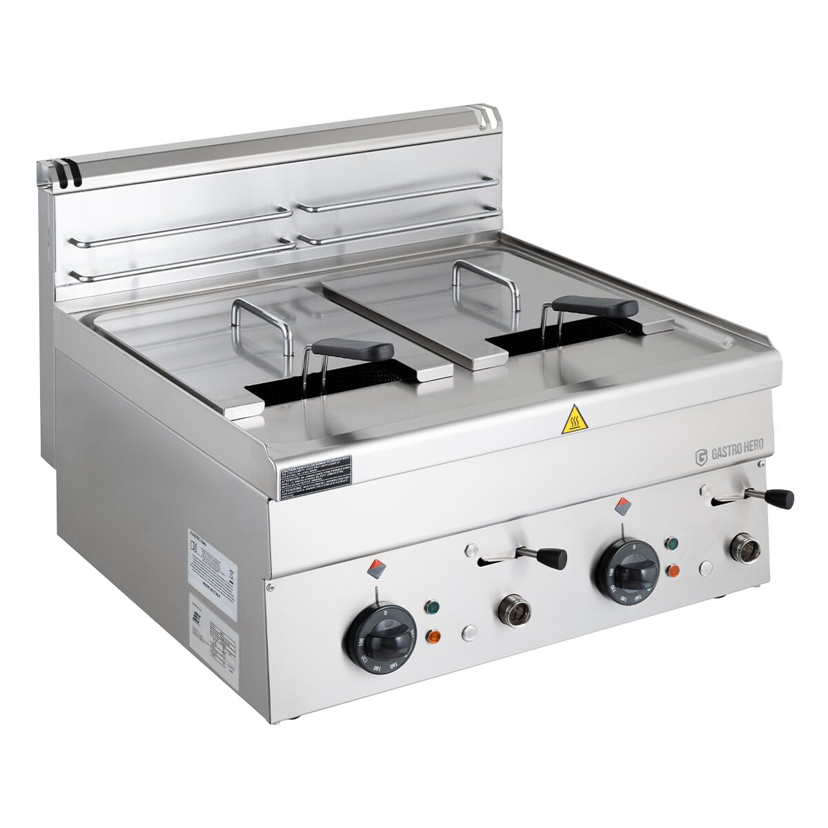 GastroHero Friggitrice elettrica doppia, 2 x 8 l, 400 V, acciaio inox