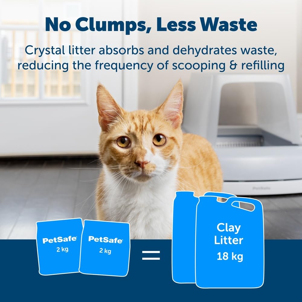 PetSafe ScoopFree Premium Blue Crystal Litter, Superior Odor Control - Low Tracking for Less Mess - Lasts Up to 1 Month (2 Pack of 4.3 Lb Bag) - 4