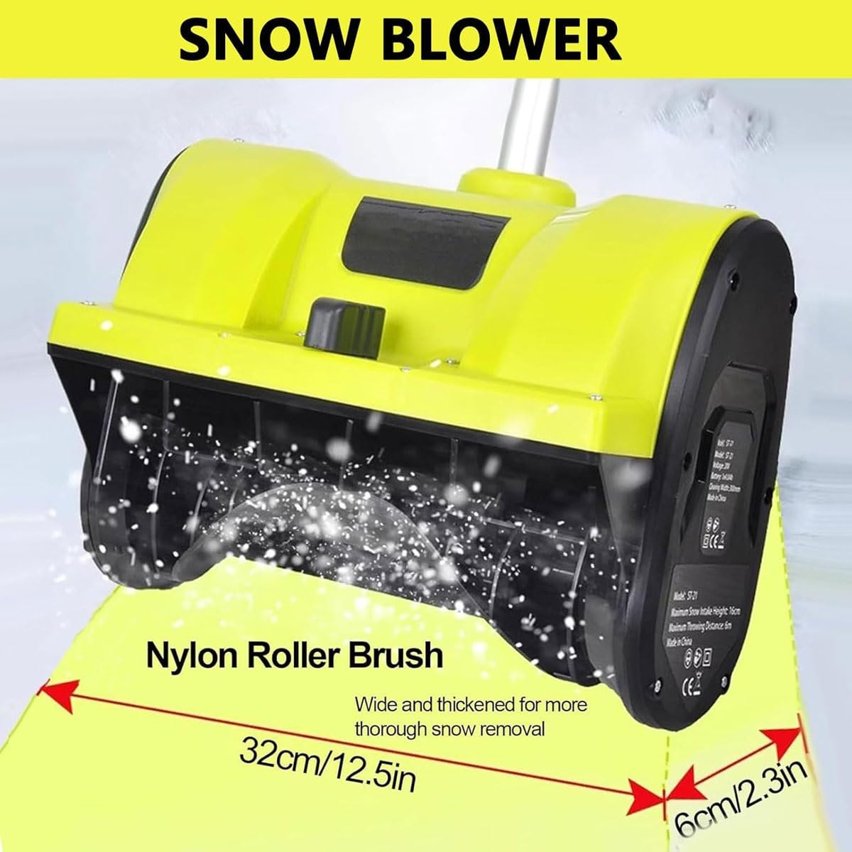 Pala da Neve elettrica a Batteria, spazzaneve Elettrico a Spinta da 20V da 12 Pollici,spazzaneve a direzione Regolabile da 1200W con Batteria agli ioni di Litio da 4,0Ah e Caricabatterie