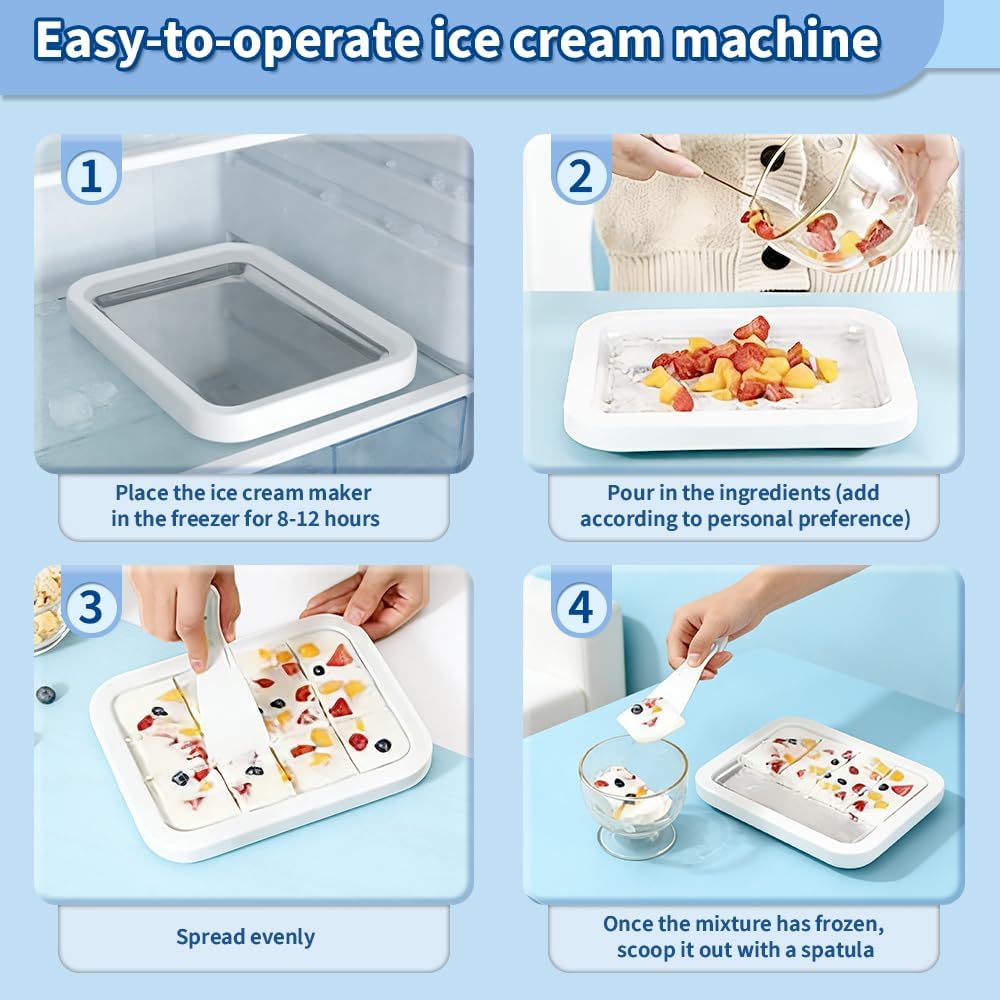 Instant Rolled Ice Cream Maker Icecream Maker Yogurt Countertop Machine 2026 New Stainless Steel Quick-Freezing Tray with 2 Spatulas DIY Fun for Family Activities