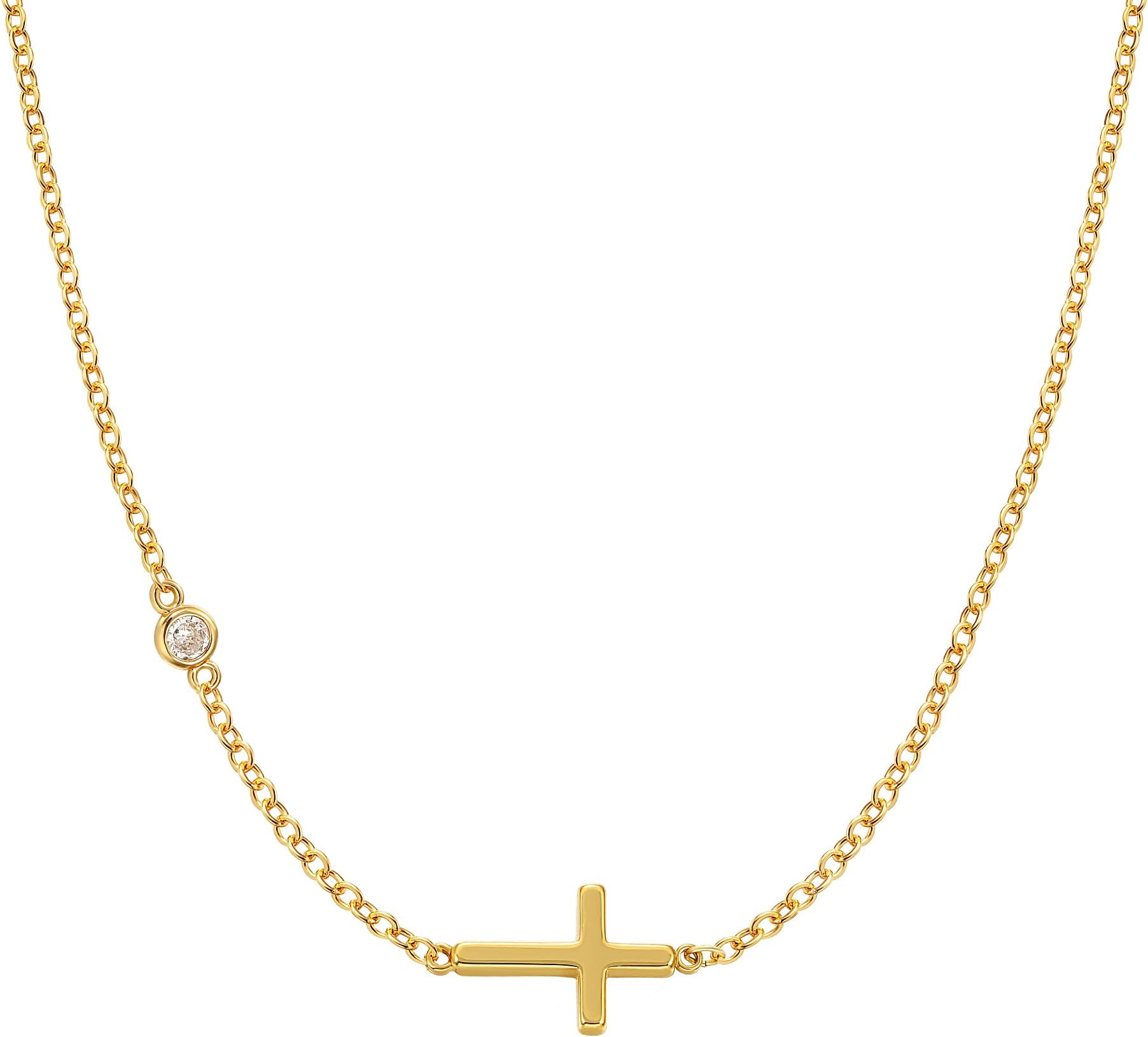 Moodear Cross Necklace for Women - Dainty 14K Gold Plated/Sterling Silver Layered Cross Pendant Simple Cute Necklaces for Women Trendy Jewelry Gifts