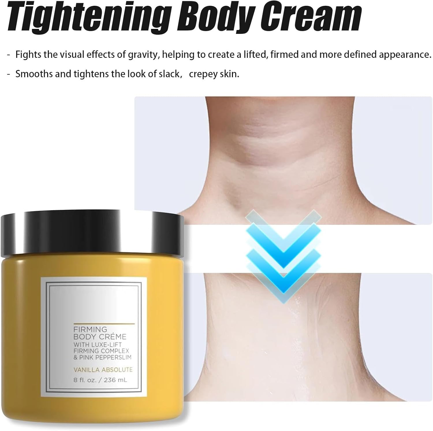 Champagne Lift Firming Body Crème, Skin Tightening Cream for Body, Helps Tighten Saggy Crepey Skin, Hydrates Dry Skins Arms & Legs (Vanilla) - Image 5
