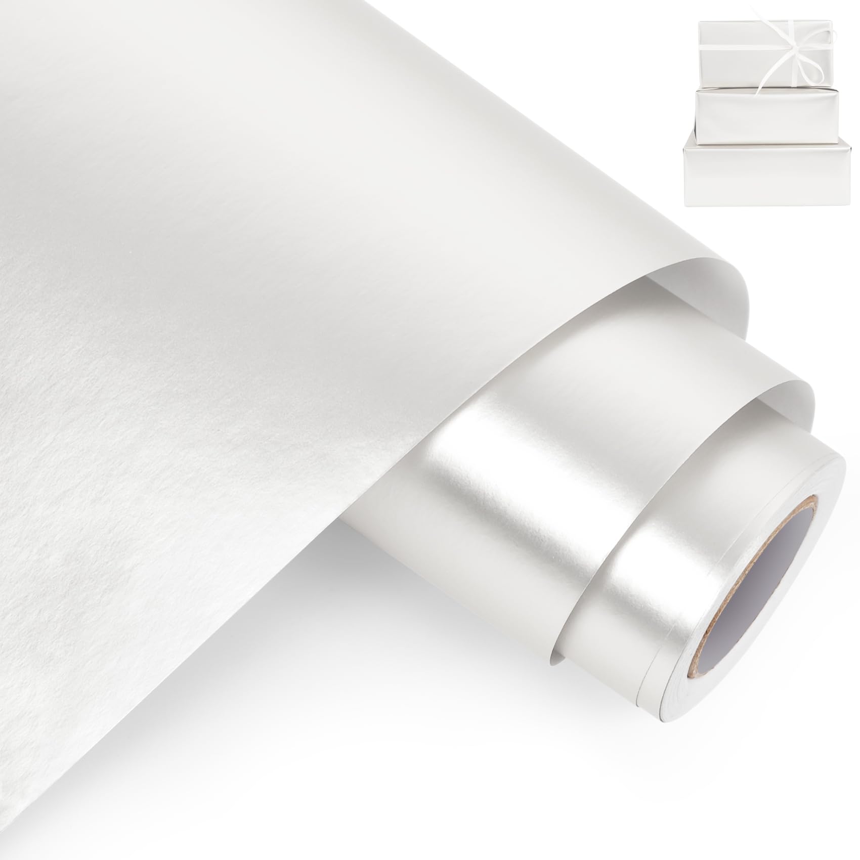 Aimyoo Off White Metallic Wrapping Paper Roll - 17 Inches x 32.8 Feet, Matte Solid Beige Color Paper for Birthday, Christmas, Wedding, Baby Shower, Holiday, Bridal Shower
