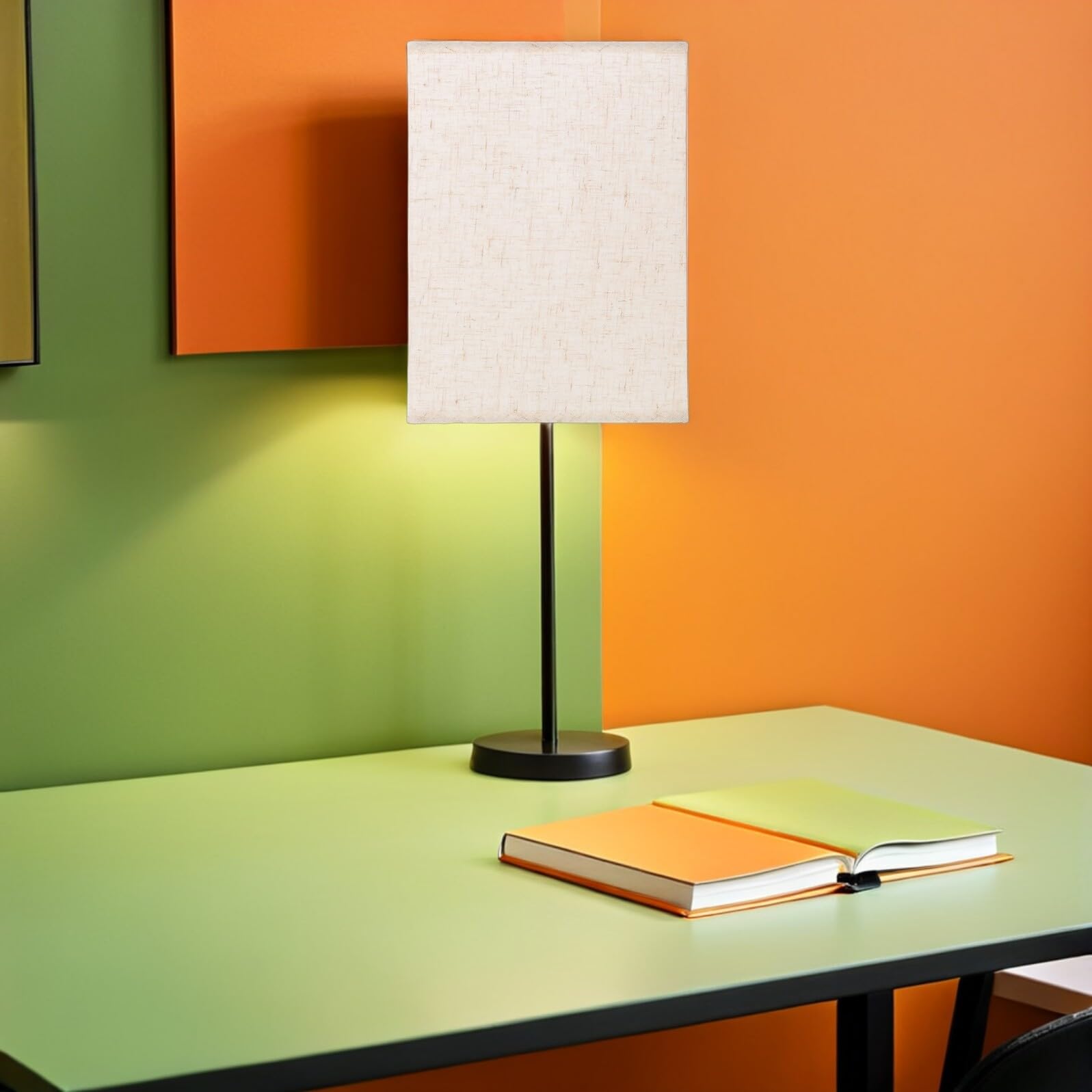 TOYANDONA Paralume Rettangolare Vintage Copertura Apparecchi di Illuminazione Paralume Rustico da Scrivania Clip Sostituzione per Camera da Letto e Soggiorno