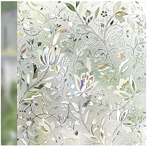 Window Privacy Film 3D Tulip Pattern No Glue Translucent Decorative Privacy Static Clings Window Stickers Glass Film -17.5 x 78.7Inches
