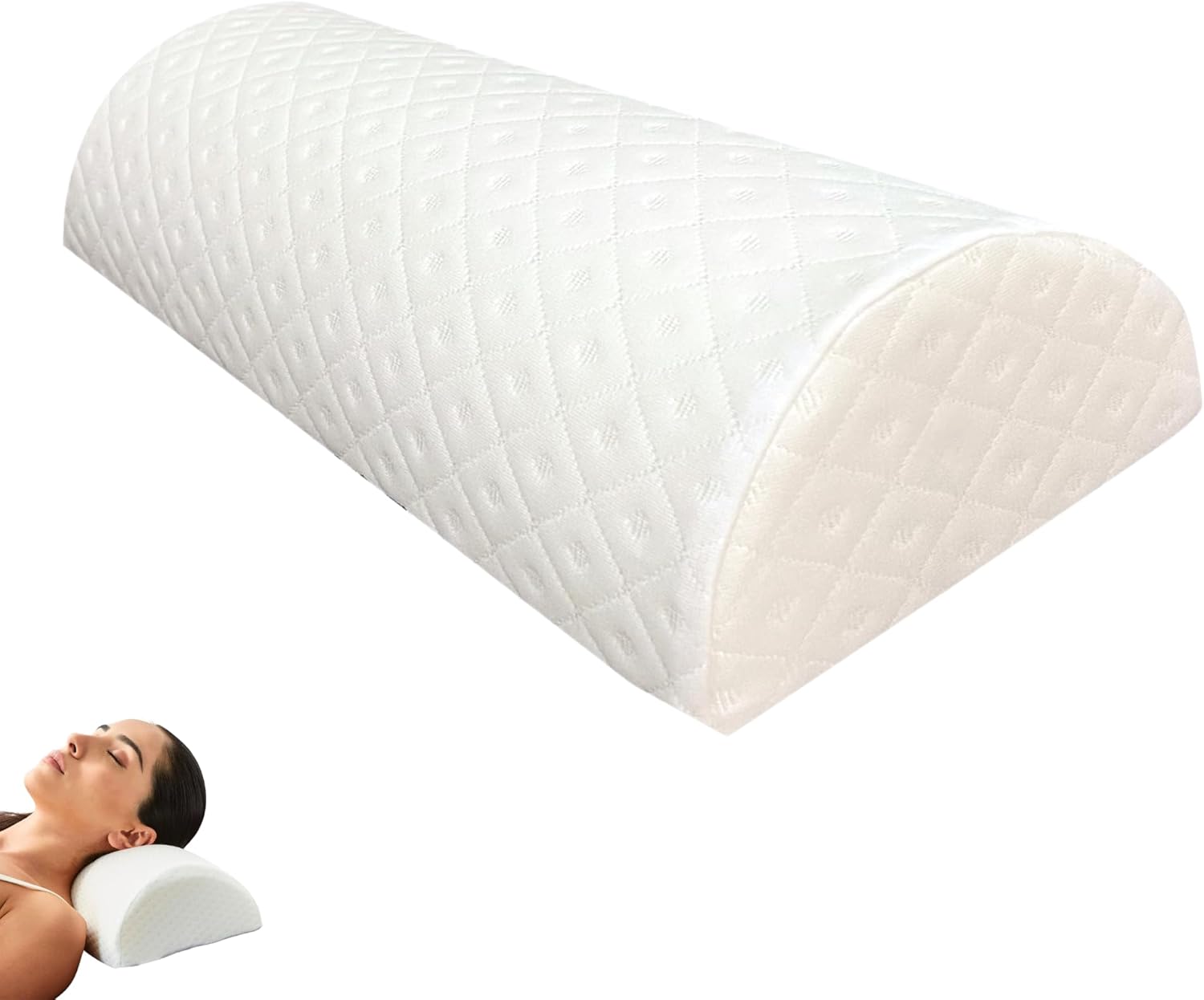 Half Moon Ergonomic Pillow Memory Foam Cylindrical Pillow with Washable Polyester Cover Neck Leg Pillow Side Sleeping Pillow for Home and Travel
