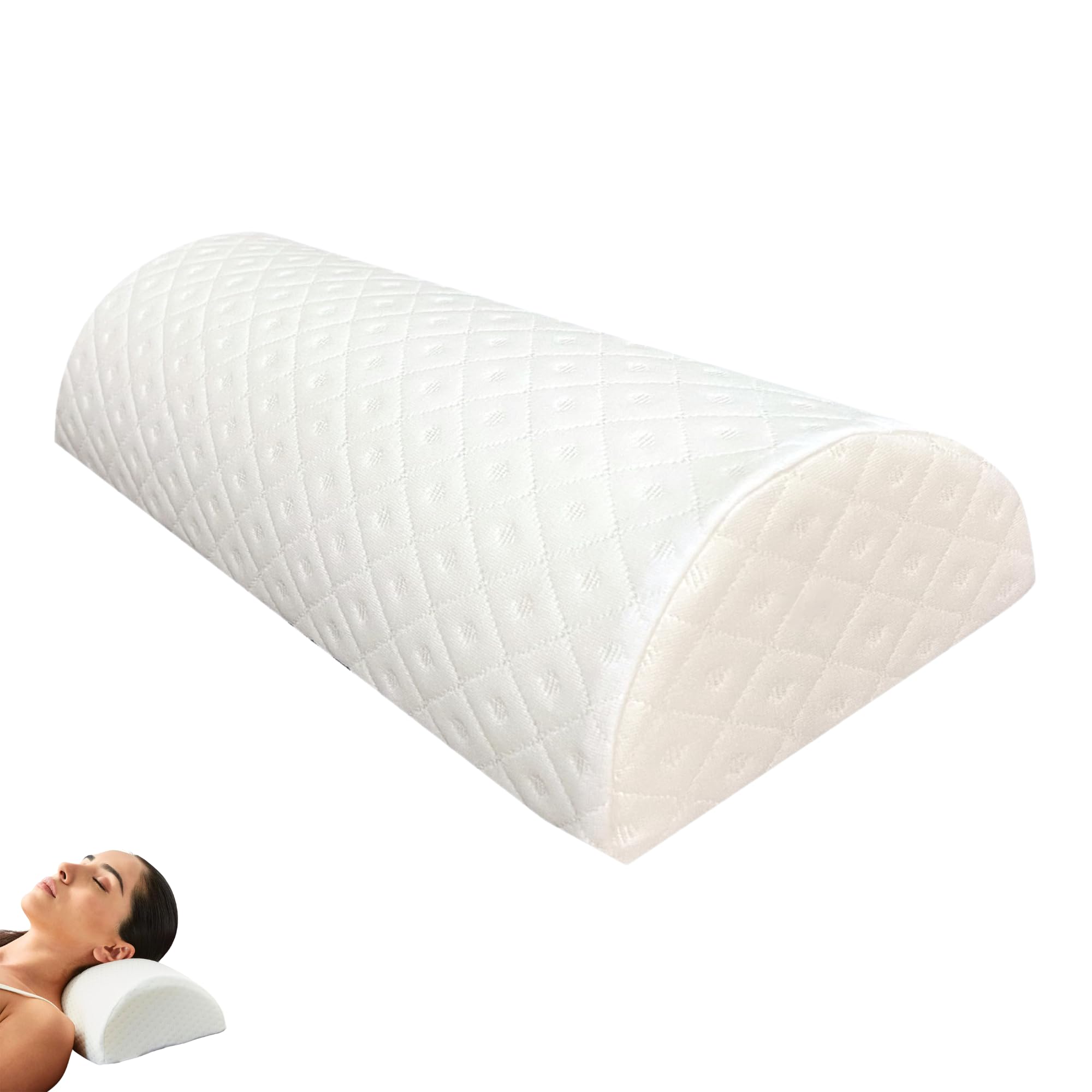 Half Moon Leg Pillow - Semi Circular Ergonomic Memory Foam Cushion - Washable Polyester Cover - Support for Neck, Knees and Side Sleepers - Ideal for Travel and Home