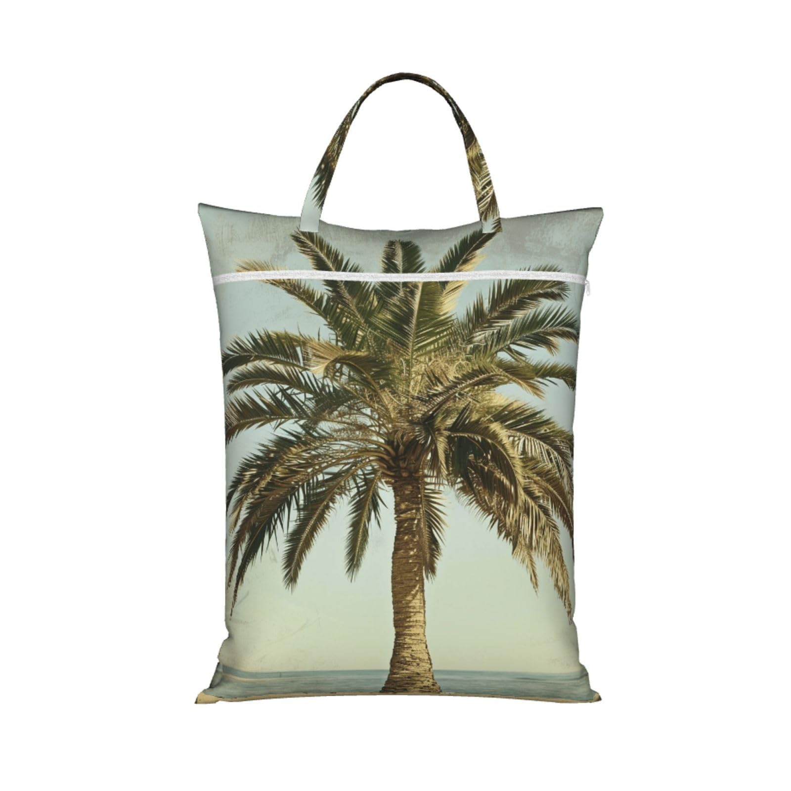 Large Travel Laundry Bags,Palm Tree Tropical Print with Handle Foldable Laundry Bag for Holidays Gym Swimming and Family Trips, 1Pcs