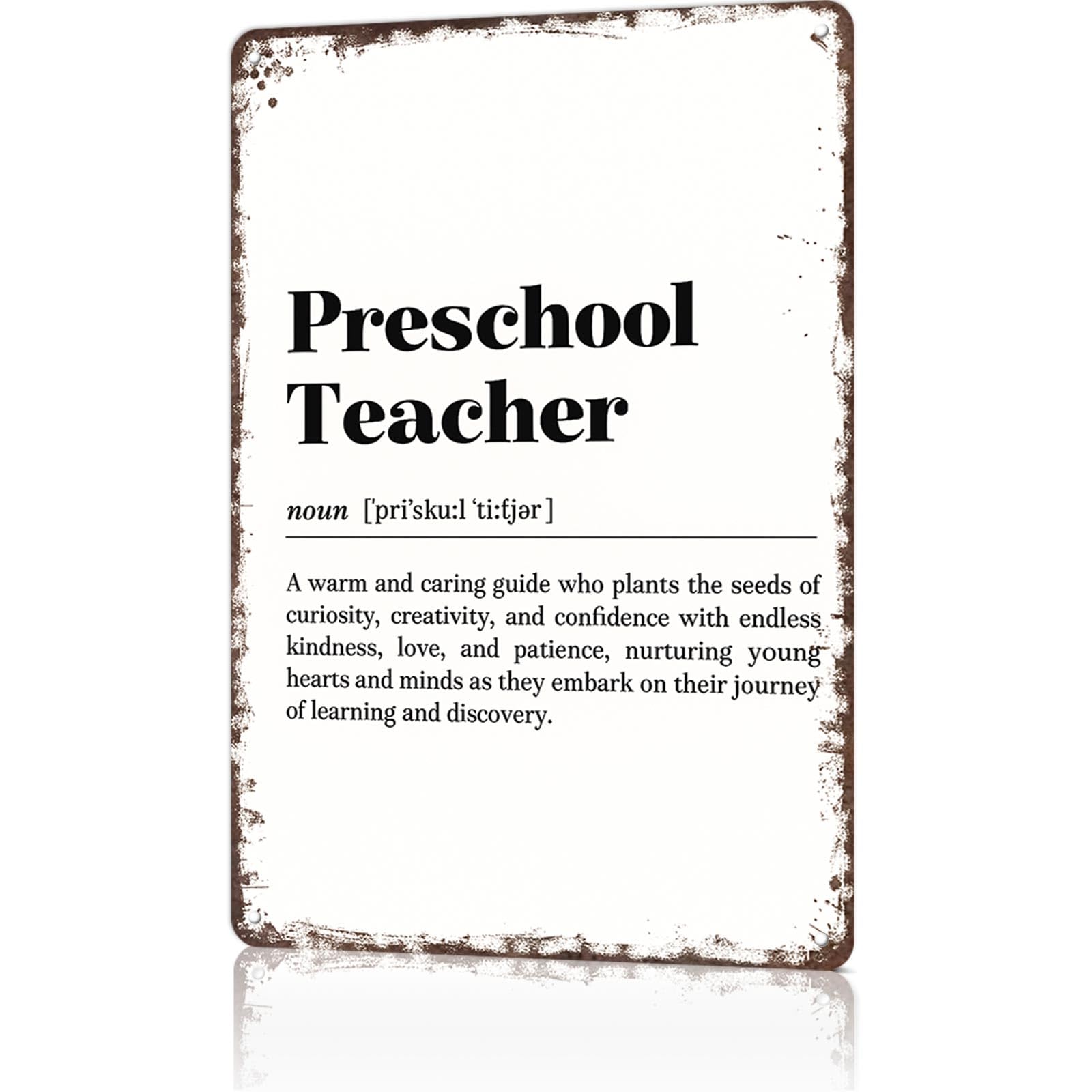KWQDOZF Funny Metal Signs Poster 8x12inch Preschool Teacher Aluminum Sign Wall Art For Home Room Bedroom Office Decor
