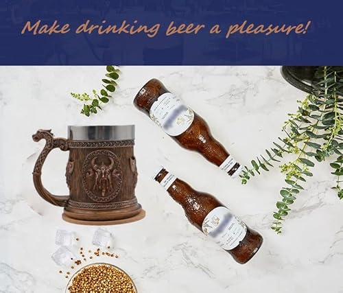 Wokhach Viking Tankard Beer Viking Mug,Stainless Steel Drinking Tankard Mug Coffee Cup,Norse Mythology Folklore Poetic Edda Gothic Decor Party Decoration Drinkware Gift For Men 20Oz(Dragon Drakkar) #TOP5