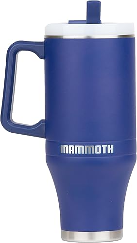 Miniatura 1 de Mammoth Coolers Ascent - Vaso de acero inoxidable aislado al vacío con tapa a prueba de fugas, de 40 onzas, con asa y popote, para agua y café, azul