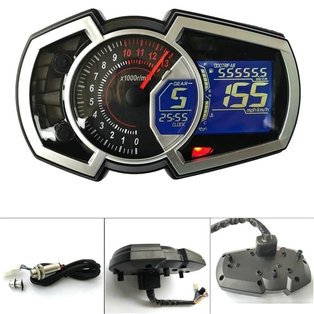 odómetro Velocímetro de motocicleta, odómetro, indicador combustible, 13000RPM, Universal para 1, 2, 4 cilindros, accesorios instrumentos LCD para 650