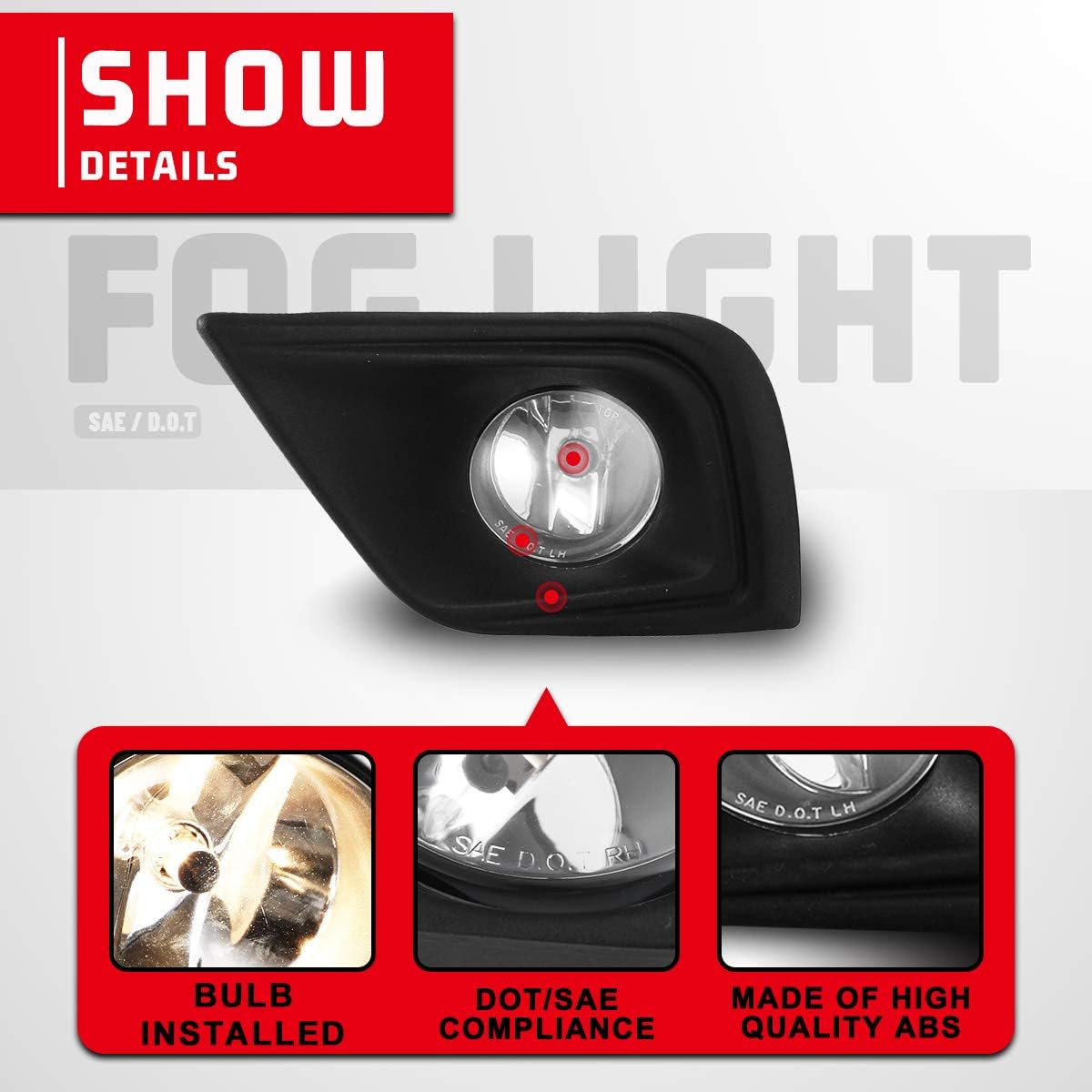 Front Bumper Driving Fog Light for 2015 2016 2017 Nissan Murano OEM Replacement Assembly 2PCS w/Switch and Wiring Kit AUTOWIKI