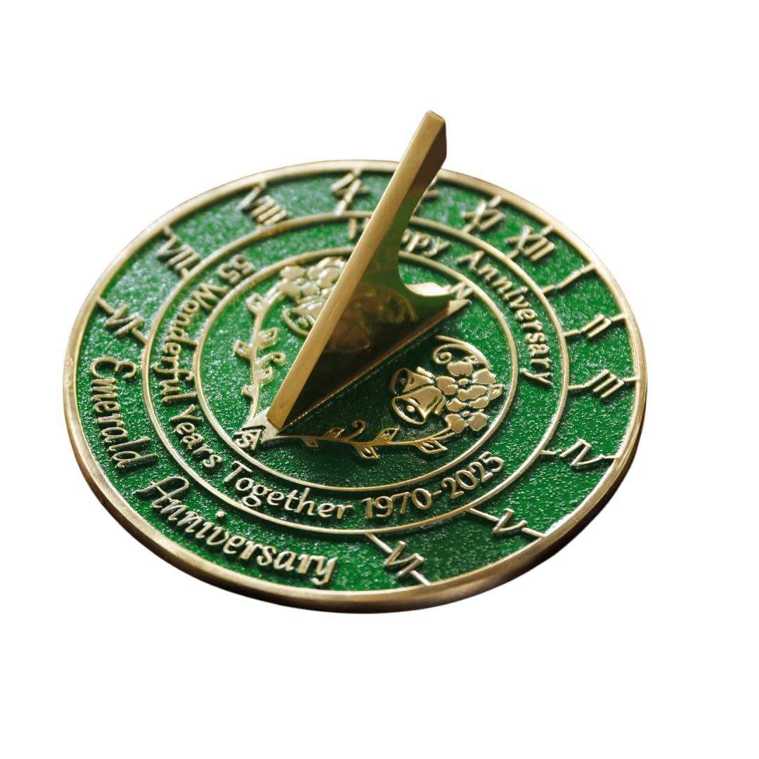 NauticalMart 55th Emerald Anniversary Unique Marriage Present for Parents, Grandparents, Friends, Husband or Wife, Couples, Him & Her Wedding Anniversary Sundial Gift 2025 (55th Anniversary)
