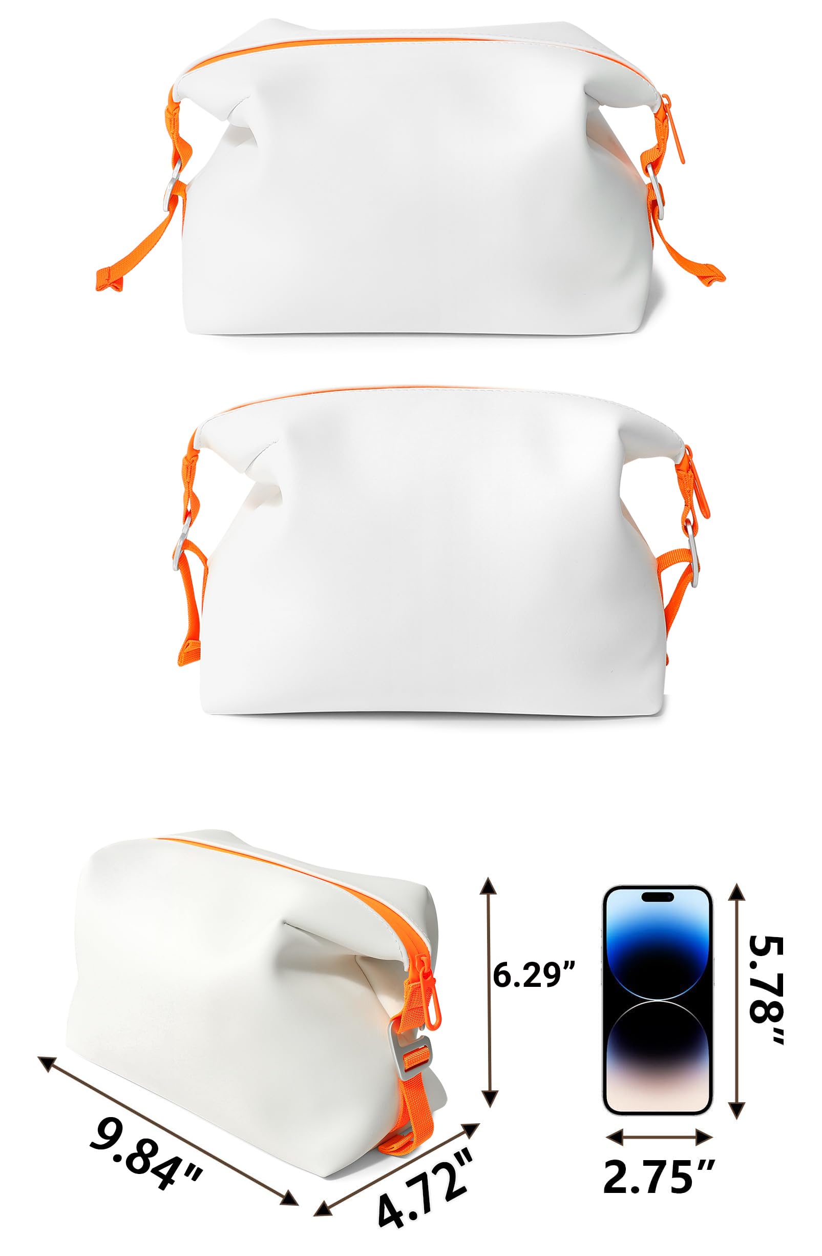 Kit de silicona grande de 13 pulgadas, 6 L, bolsa de aseo impermeable a prueba de fugas, estuche de maquillaje plegable para hombres y mujeres, Blanco, 3L-6L, Neceser para hombre