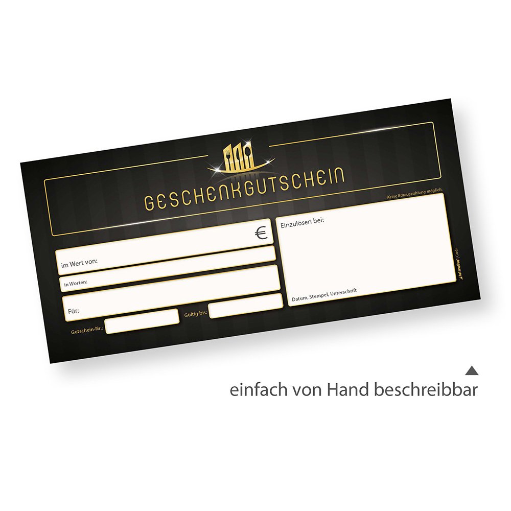 tatmotive Gutscheine Restaurant (100 Stück) einfach Werte eintragen und stempeln, für Gastronomie