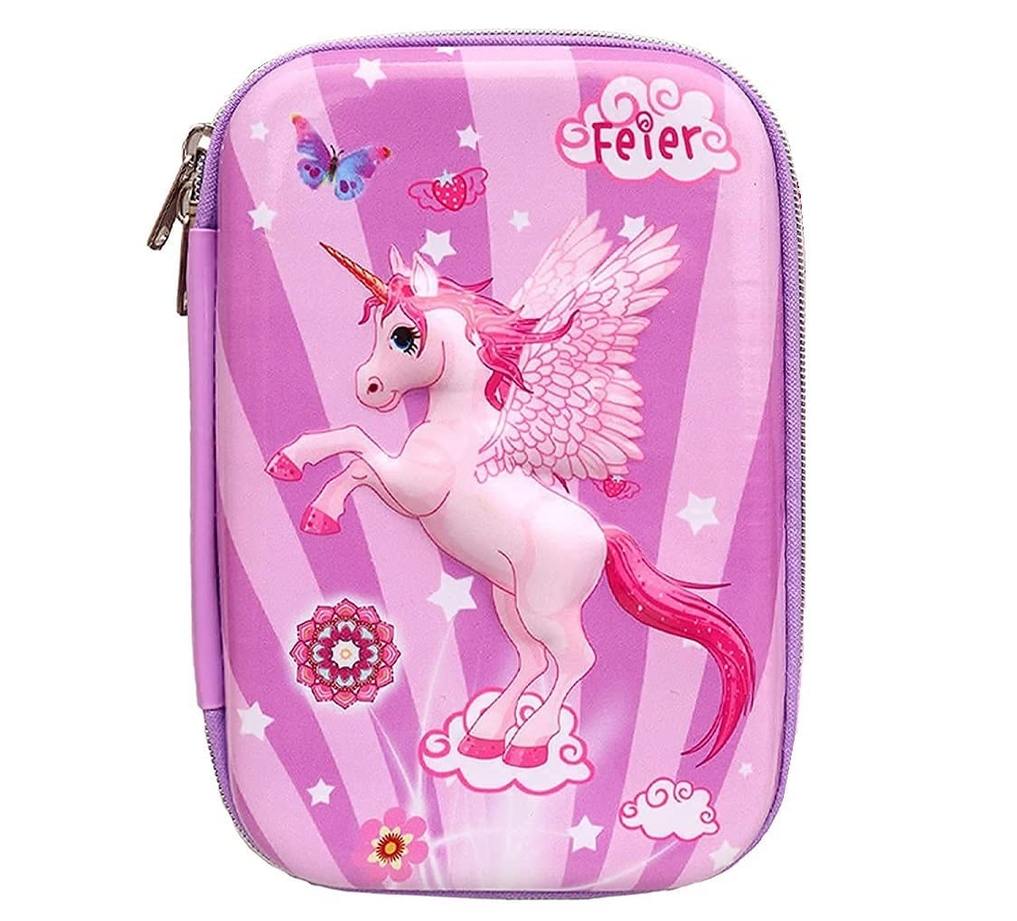 Smizzy Unicorn 3D Print Multipurpose Hardtop Pencil Case with Compartments - Kids Large Capacity School Supply Organizer Students Stationery Box - Girls Boys Pen Pouch Birthday Return Gifts - Pink (B0C2V3QQG4) Amazon Price History, Amazon Price Tracker