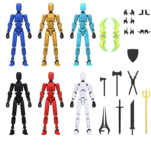 MerryXD 6 Pack Assembly Completed T13 3D Action Figure,Dummy Nova Titan Lucky 13 Action Figure 3D Printed Multi-Jointed Movable Toy