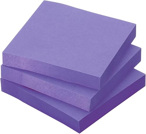Miniatura 10 de PATIKIL Notas adhesivas fluorescentes de 3 x 3 pulgadas, paquete de 3 blocs de notas autoadhesivas coloridas, 100 hojasbloc de notas para oficina en