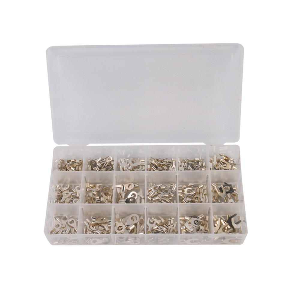 420pcs 18 Values Non-Insulated Ring Spade Fork Terminals Connector Assortment Set Kit