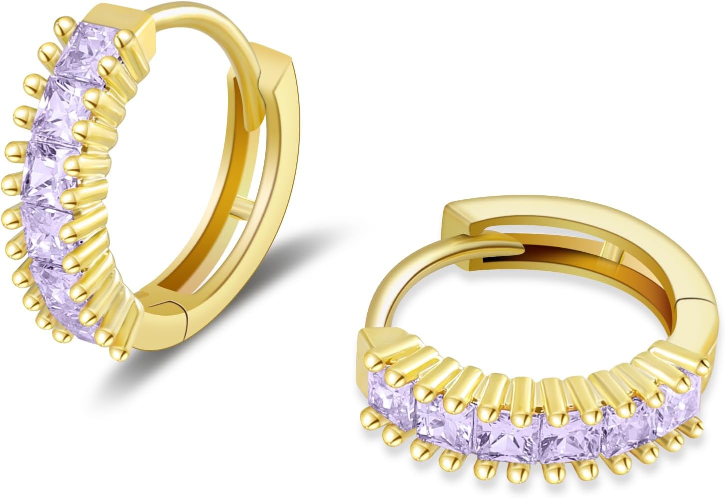 STAYLOVE Small Gold Hoop Earrings for Women 14K Real Gold Plated Mini Cartilage Hypoallergenic Cubic Zirconia Birthstone Huggie Earrings for Women