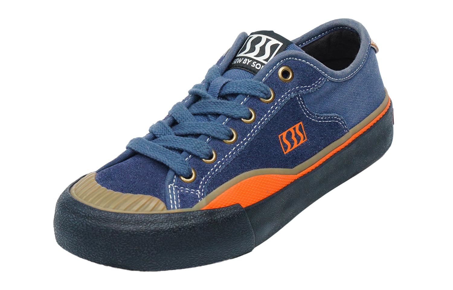 SEW BY SOU Skateboard Shoes for Men Leather Low Top Pro Skateboarding Training Casual Sneakers Navy Blue