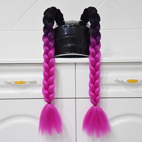 Miniatura 9 de 2 piezas - Casco de motocicleta, cola de caballo, casco de bicicleta, trenzas para cualquier casco, decoración de copa, reutilizable (J)