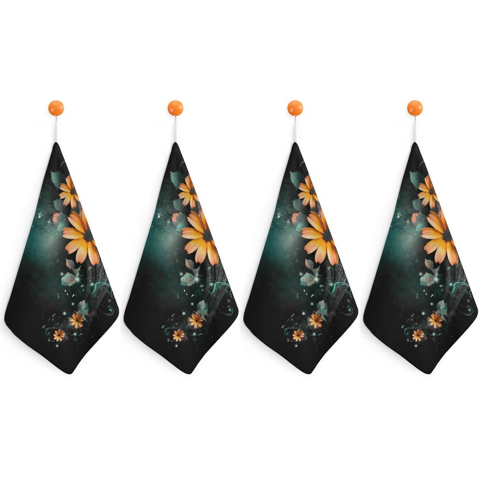 Torchons de cuisine à fleurs lot de 4 essuie-mains déco pour la maison