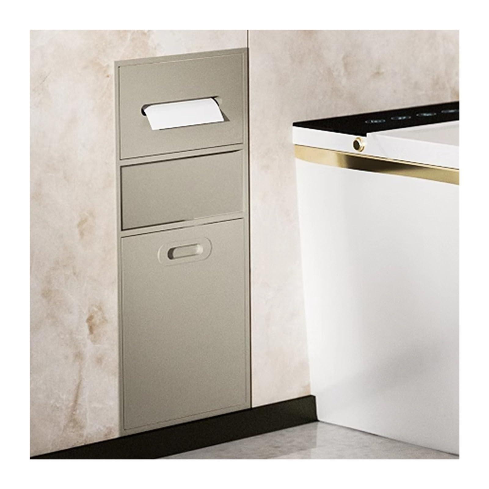 Black Stainless Steel Shower Niche - Waterproof Recessed Shelf for Wet Rooms, Bathroom Organizer for Toiletries, Shampoo, Toilet Paper, and Trash Can,Tea Apricot-a-11.81x25.59x5.51in/30x65x14CM