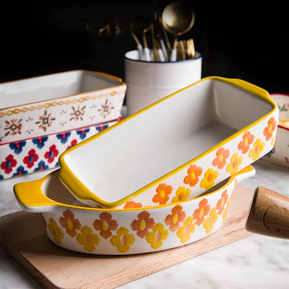 Fuente para Hornear Plato de Hornear de cerámica, Plato de cazuela Rectangular/Redonda, sartenes de lasaña para cocinar, Cena de Pastel, Cocina, 8/8.5inches Bandejas Horno (Color : Oval)