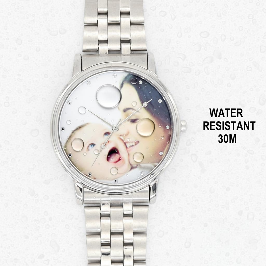 Reloj grabado con foto personalizada para hombre, regalo personalizado para tu marido, acero inoxidable plateado, reloj a juego para parejas, foto conmemorativa de bricolaje, para tu esposa o novio.
