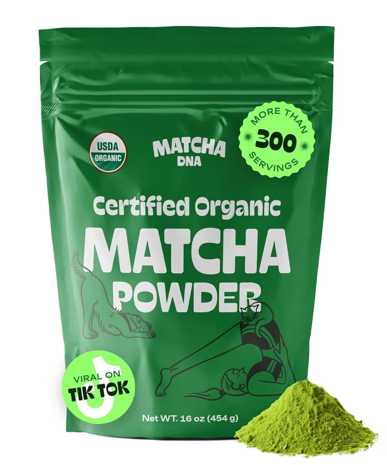 MATCHA DNA Certified Organic Matcha Green Tea Powder (16 oz BAG)