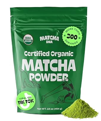 مسحوق شاي الماتشا الأخضر العضوي المعتمد من Matcha Dna (كيس 16 أونصة)