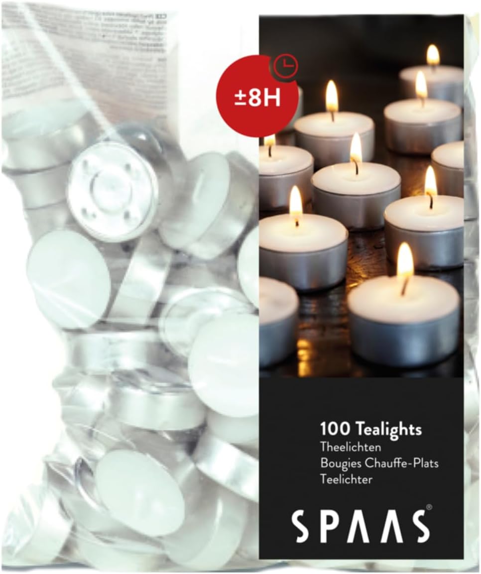 Tealights Bag x100, ± 8 Hours, White