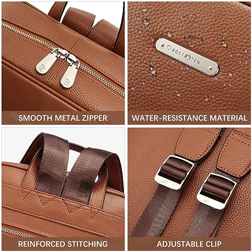 Bostanten Leather Laptop Backpack For Women 15.6 Inch Computer Backpack Travel Work Bag #TOP5