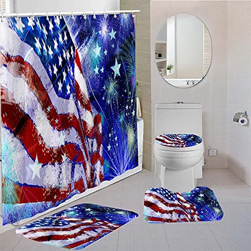 ZDDWLDL Wasserdichtes Duschvorhangset mit Badematten-Set rutschfest, Schimmelig, Antibakteriell und Wasserdicht, für…