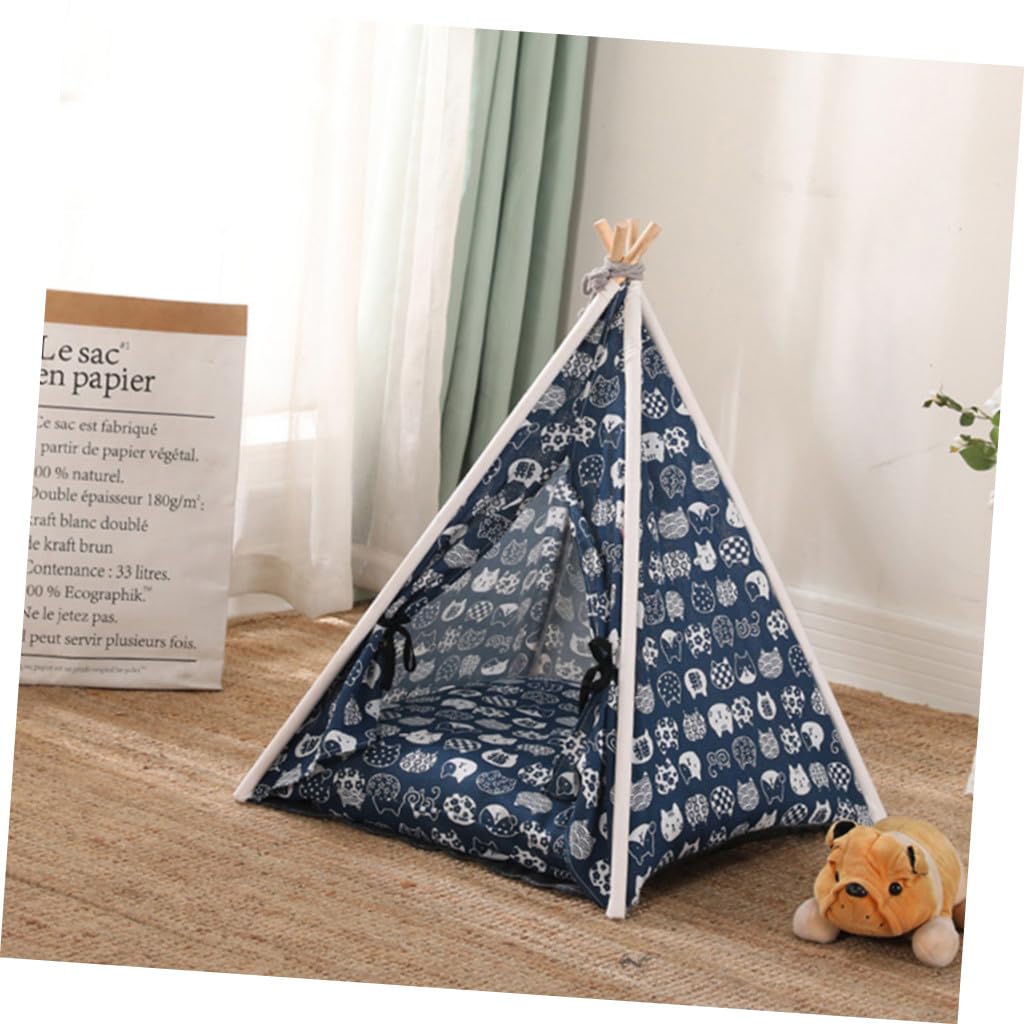 Toddmomy Tente pour Chien avec Coussin, Design Démontable, Lin et Bois