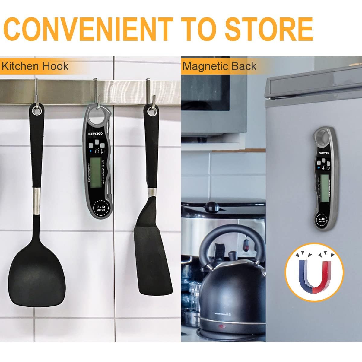 GDEALER DT09 Termometro digitale impermeabile a lettura istantanea per carne, ultra veloce, con sonda pieghevole da 11,7 cm, funzione di calibrazione per cucinare, caramelle, barbecue, fumatori