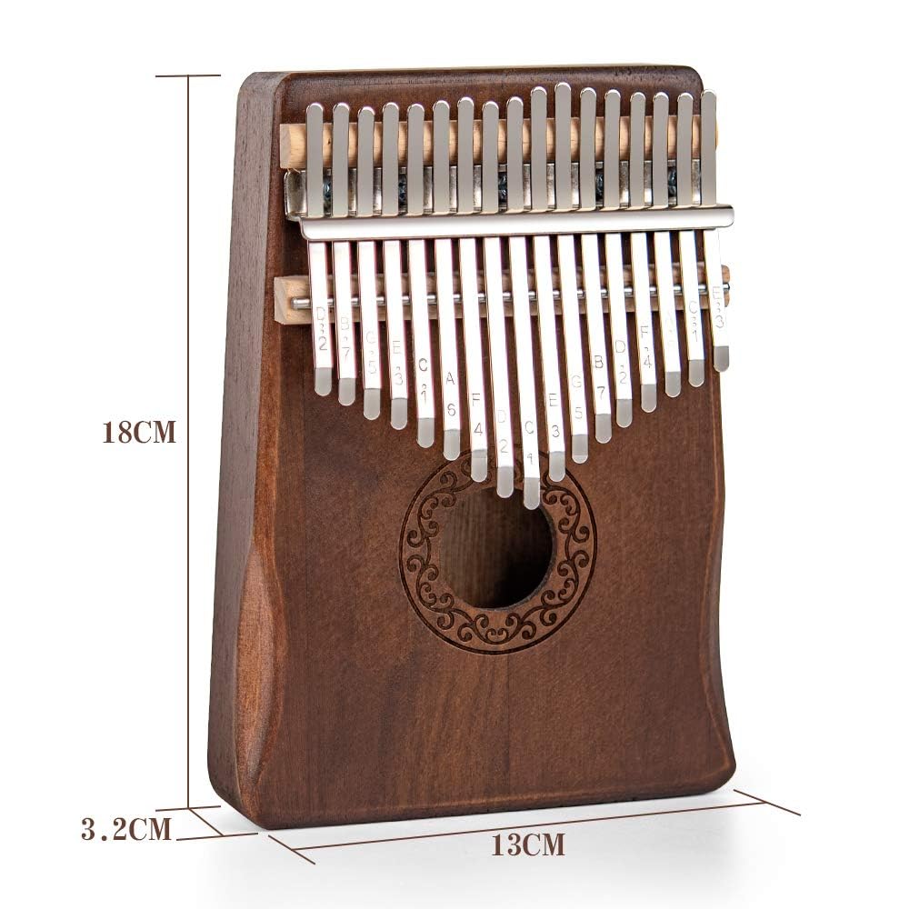 Kalimba fortepian kciukowy 17 klawiszy, Ucuber, przenośne, łatwe w obsłudze fortepian z grawerowanymi nutami, drewno mahoniowe, najlepszy prezent na Dzień Matki, Mbira Hurdy Gurdy dla dzieci, dorosłych, początkujących, profesjonalne