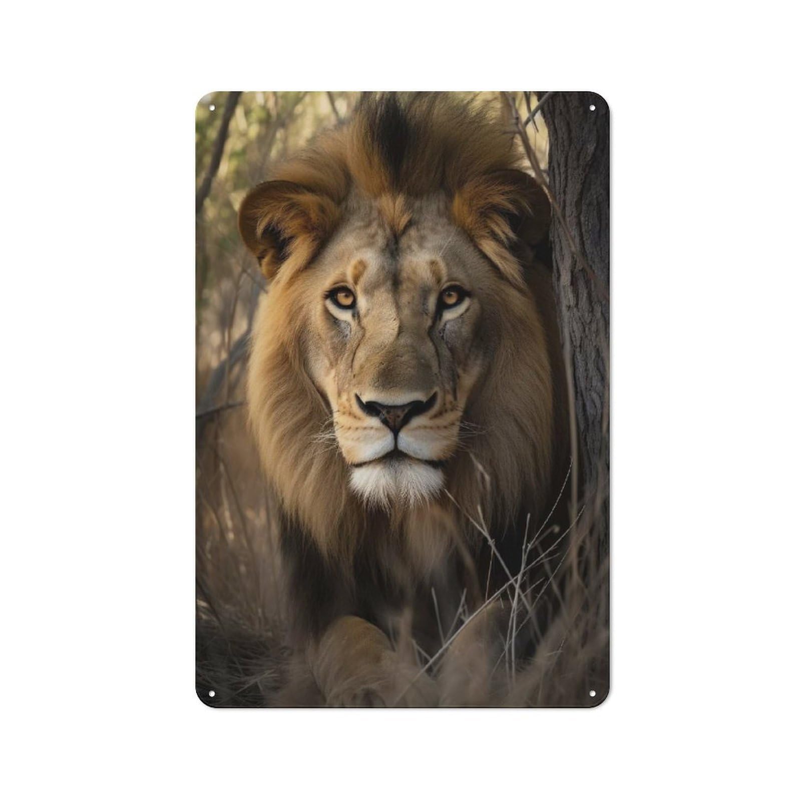 Junmoney Style-9 Tin Wall Plaque 30X20cm With Lion Wildlife Portrait For Hobby Room Or Studio, For Kitchen, Dining Room And Home Bar Wall Decor
