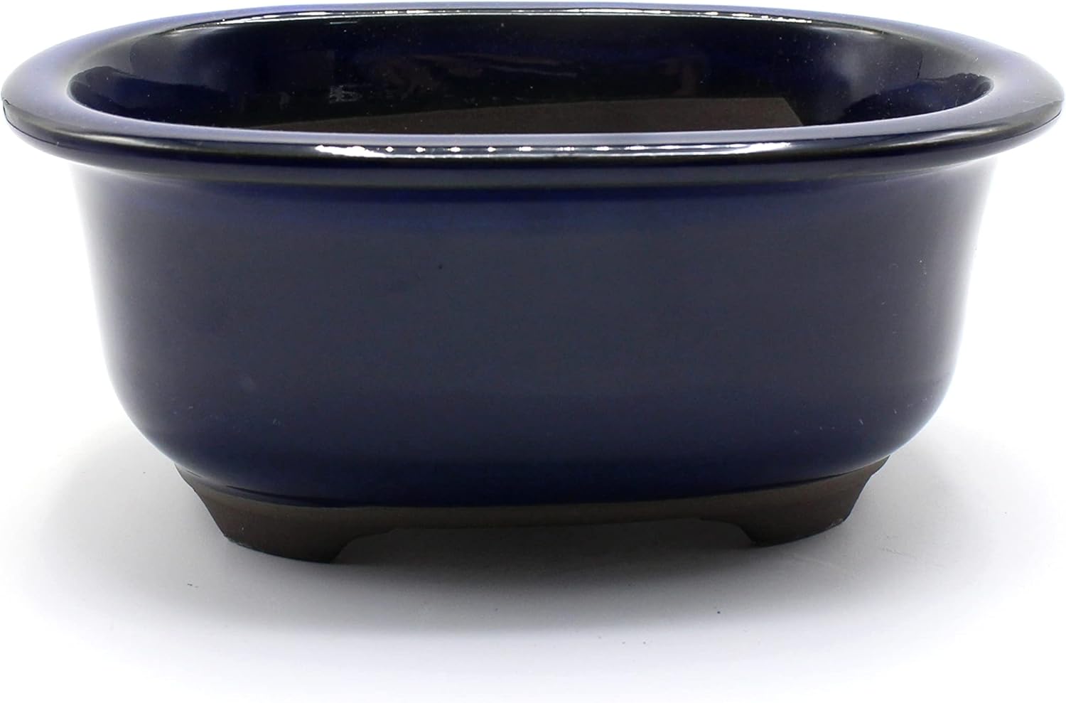 Bonsai Pot Ceramic Seto-Yaki Oval Shaped Glazed with Rim(6.5 inches , Namako-Yu)